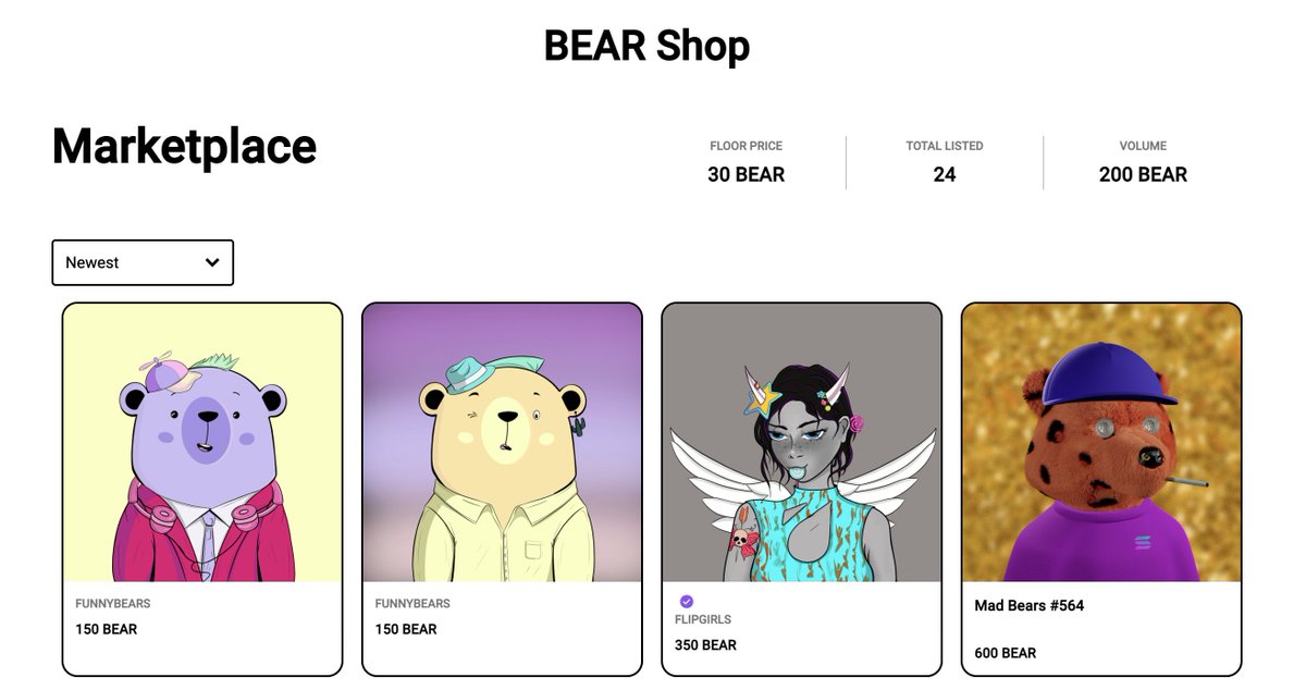 madbearsclub's tweet photo. We want to announce that we built and run our decentralized marketplace where you can list and sell any NFT for our native BEAR token!

Check it - https://t.co/sBAhzrU4yO.

It was built with the help of @CandyShopSpace Marketplace.

#NFT #Solana #SolanaNFTs https://t.co/ioDansLrCE