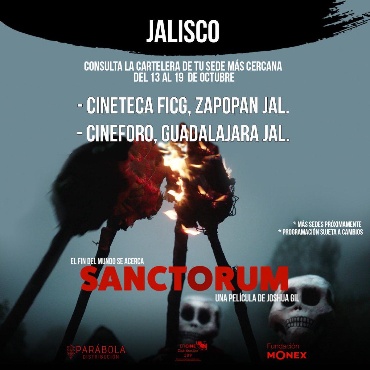❤️‍🔥 #JALISCO ❤️‍🔥 #SANCTORUM se proyectará en 2 sedes, contacta a la más cercana para más información 😉