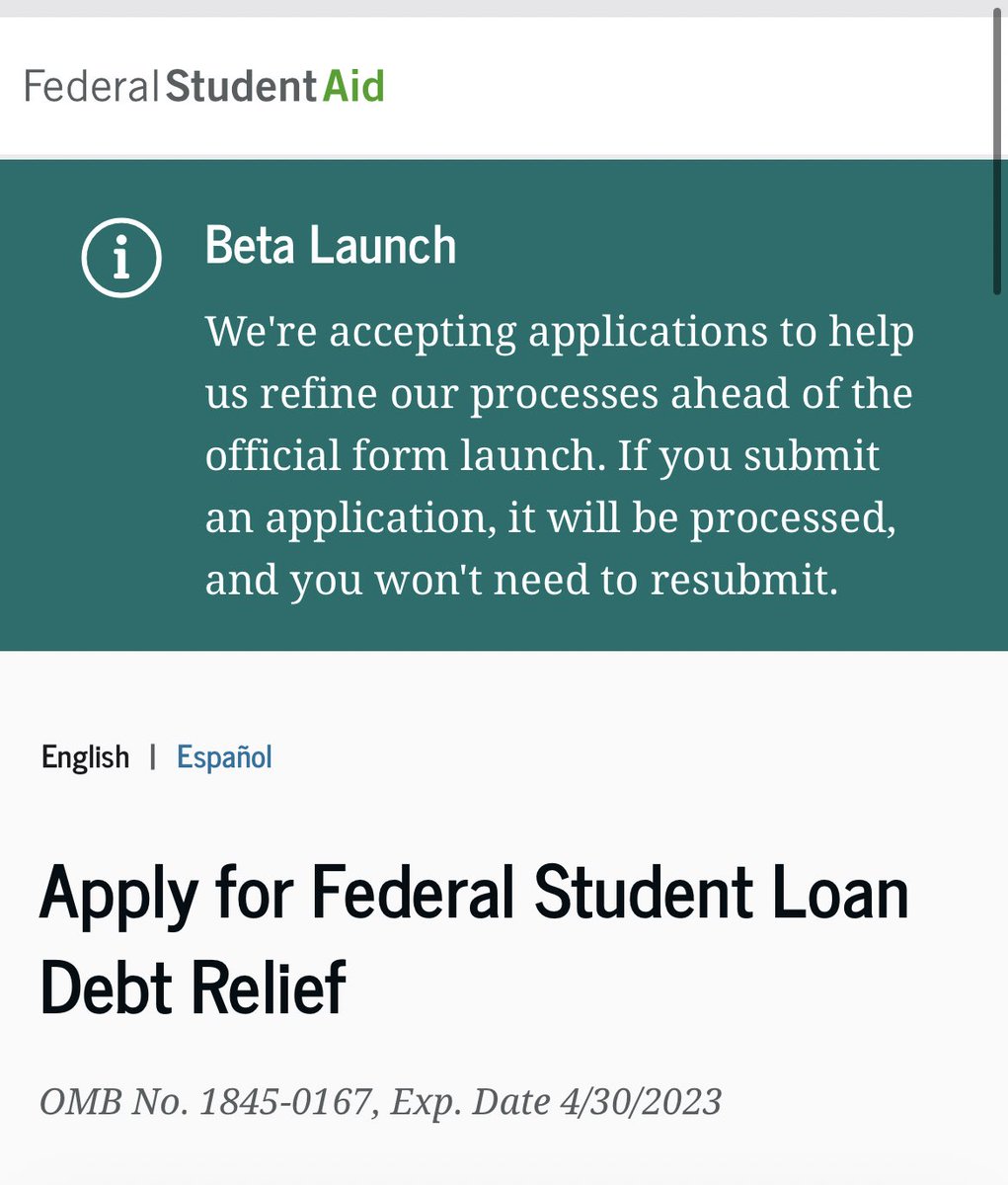 The student loan forgiveness application is now LIVE: studentaid.gov/debt-relief/ap…