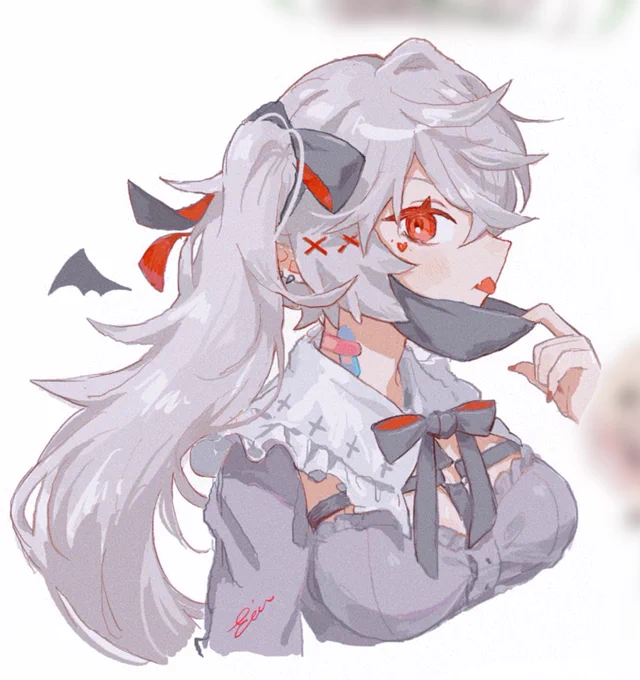 ニャ  #SanyArt 絵チャでのヴァンパイアの横に描かせてもらった 