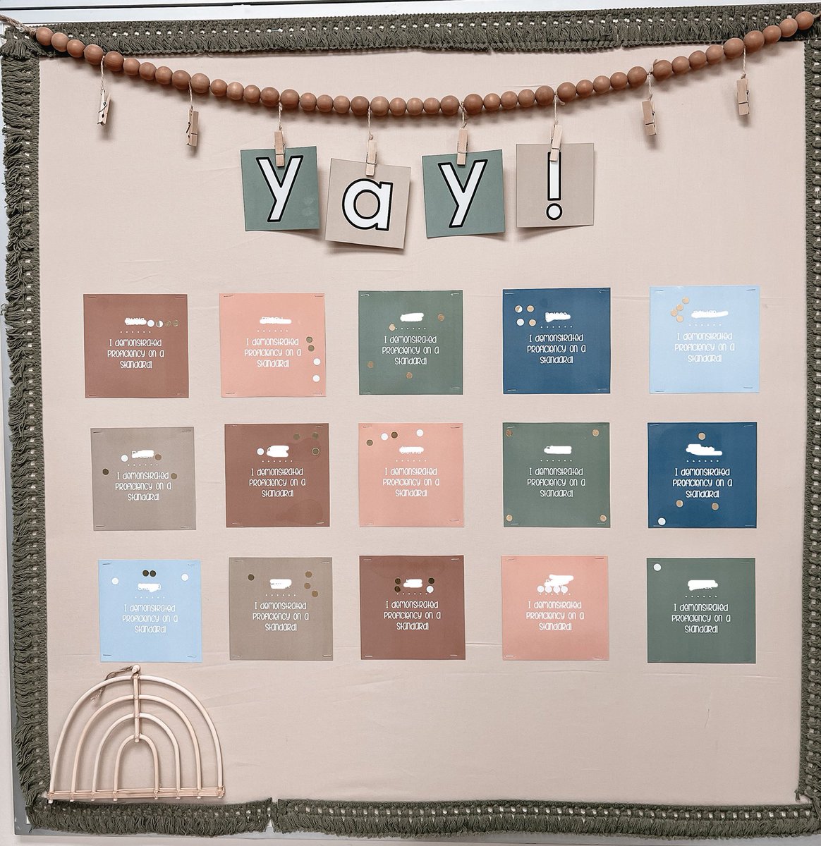 Mrs_Stoen's tweet photo. We love to celebrate proficiency by adding stickers to our ‘Yay!’ board! Learners take a pic to post on @Seesaw for each sticker add. They also record themselves explaining the standard and their score to families! #proficiencybasedgrading #celebrategrowth #familyengagement https://t.co/L6nr4Jtt6E