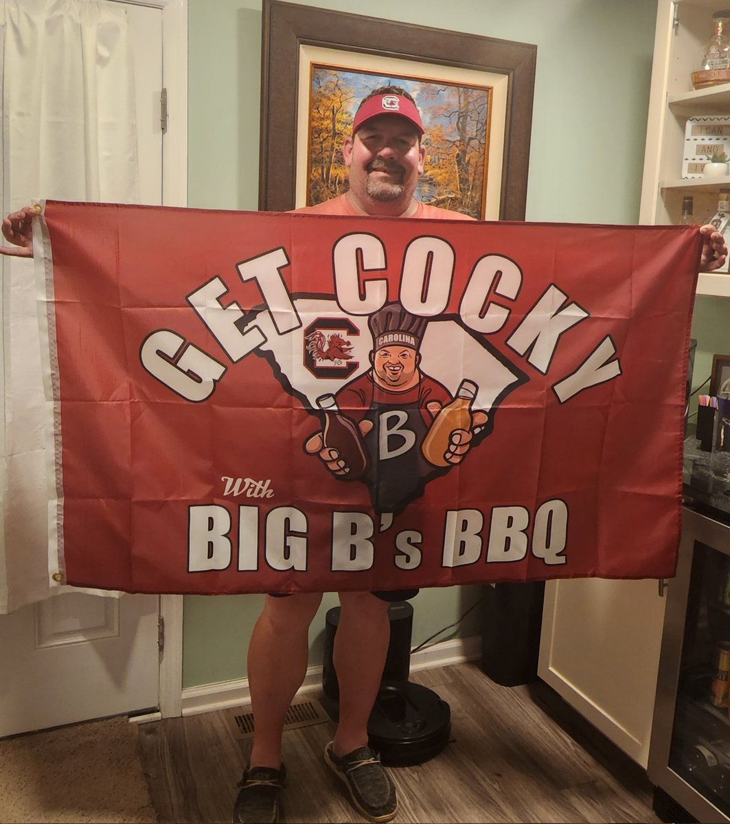 Thanks <a href="/BullWard/">Bull Ward</a> for my #TheFraternityofGamecockFlags Looks great. Yall give <a href="/BigBsBBQSC/">BigB'sBBQCatering</a> a follow if you would like to get Cocky with your BBQ.