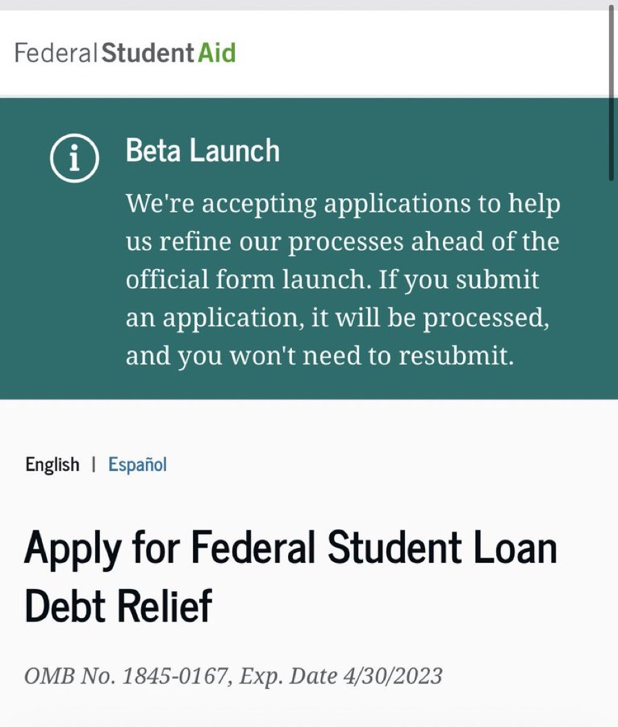 Apply to get your student debt canceled. The application is live!

>> studentaid.gov/debt-relief/ap…