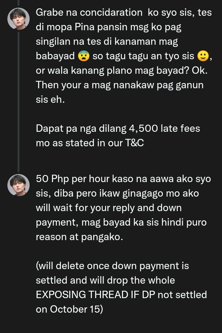 EN_Pautang's tweet photo. Willl Drop The Whole Exposing Thread If Down Payment Not Settled Until October 18,2022 https://t.co/WpPGeg91R9