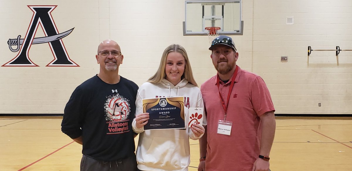 Allatoona Volleyball (@allatoonavb) on Twitter photo Congratulations to <a href="/AllatoonaVB/">Allatoona Volleyball</a> senior <a href="/GraciePynes/">Gracie Pynes</a> for being honored the @westmetrofca Sportsmanship Award presented by FCA representative Marcus Williams. Congrats Gracie
Go Bucs
<a href="/toona_athletics/">Allatoona Athletics</a>
#anchoredinexcellence Congratulations to <a href="/AllatoonaVB/">Allatoona Volleyball</a> senior <a href="/GraciePynes/">Gracie Pynes</a> for being honored the @westmetrofca Sportsmanship Award presented by FCA representative Marcus Williams. Congrats Gracie
Go Bucs
<a href="/toona_athletics/">Allatoona Athletics</a>
#anchoredinexcellence