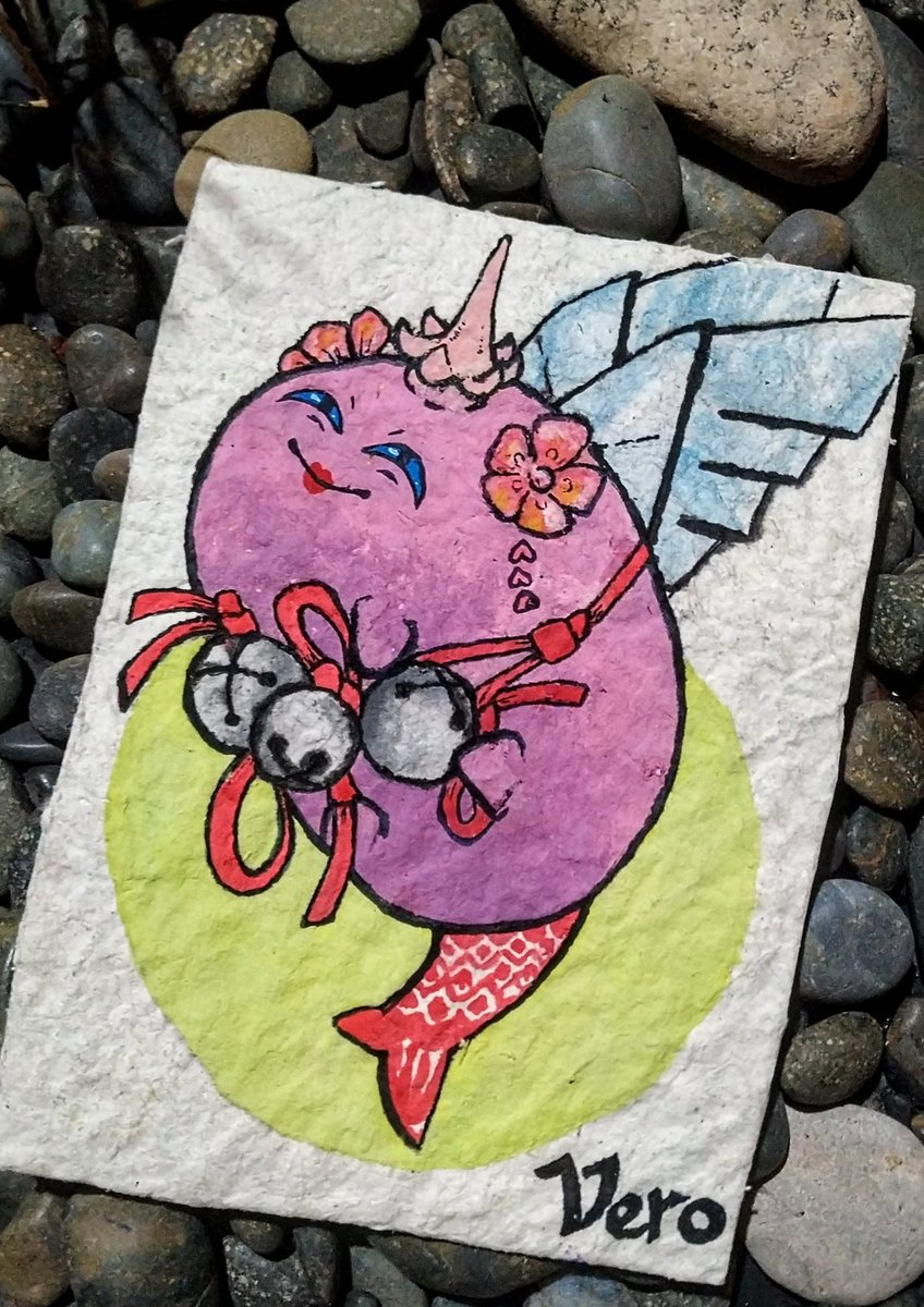 fan art axie japonés Acuarela sobre papel reciclado #AxieOrigins #AxieCreator