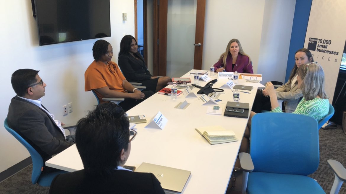 RepWexton's tweet photo. Small businesses are the lifeblood of our community.

I enjoyed hearing from local #VA10 small business owners today at Adeptus Solutions in Leesburg about how I can deliver the resources and support they need to thrive. https://t.co/SRRXMt0iGP