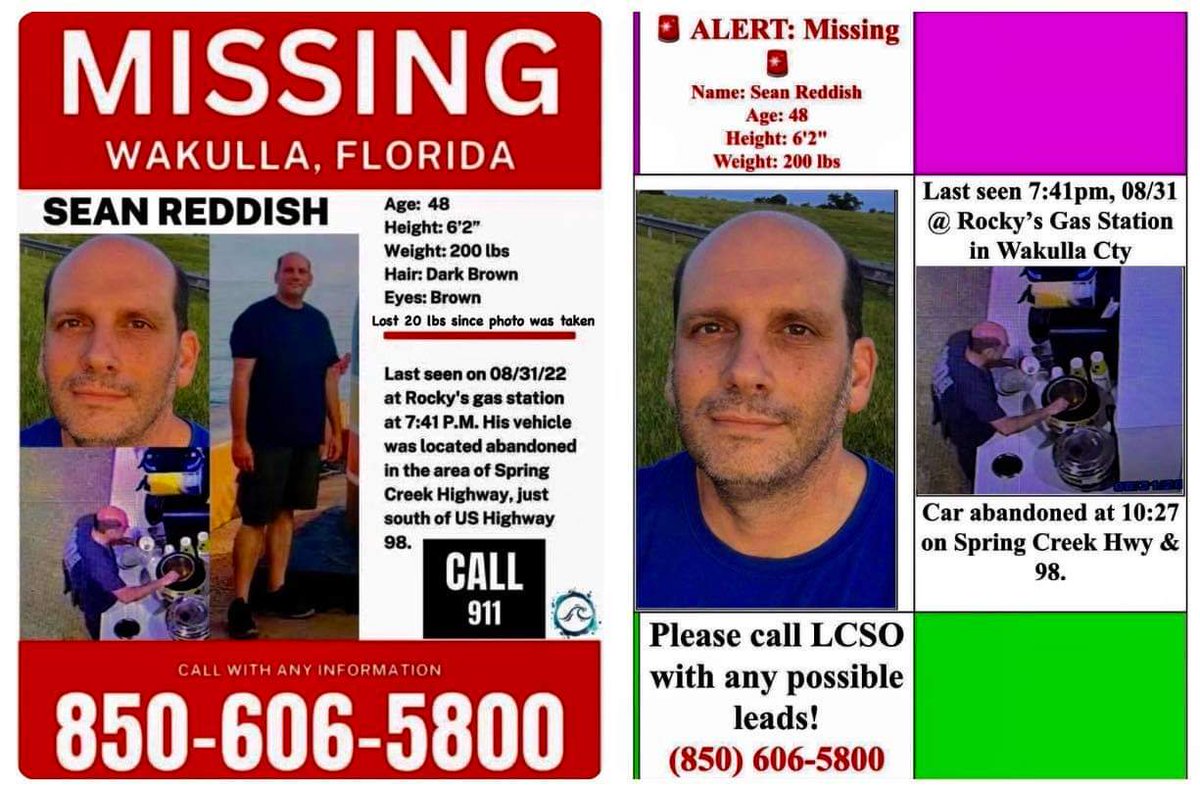 DutchGirlMB's tweet photo. Sharing for my subscriber Wanda. #SeanReddish #WakullaFL
#MissingPerson
#MissingFlyer
#BOLO #help @ArcticfoxTrue @levi_truecrime @Christy96361475 @ScottH_Thoughts @HerNameWasAmber @CrimeNJusticeYT https://t.co/bpvcCLvJtZ