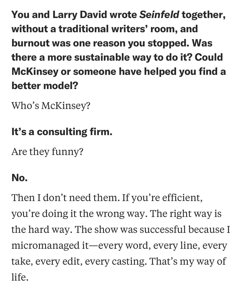 An all-time exchange in Jerry Seinfeld’s interview with the Harvard Business Review