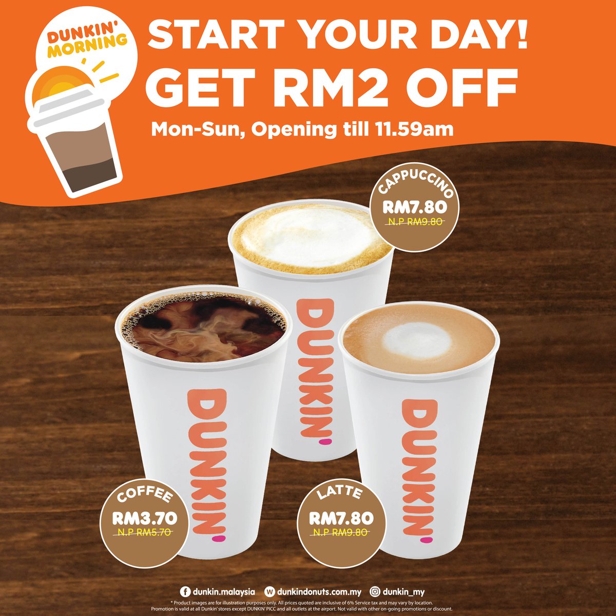 askrapidkl's tweet photo. Calling all COFFEE lovers! Get RM2 Off for selected Dunkin’ Coffee @ RM 3.70, Latte @ RM 7.80, Cappuccino @ RM 7.80 ☕️
Tag your coffee buddies below and spread the happiness and sweeten their days!
#DUNKINCoffee #DunkinMY #SayItWithDunkin #SweeteningLives #CoffeePromo https://t.co/GUncPBq3Hd