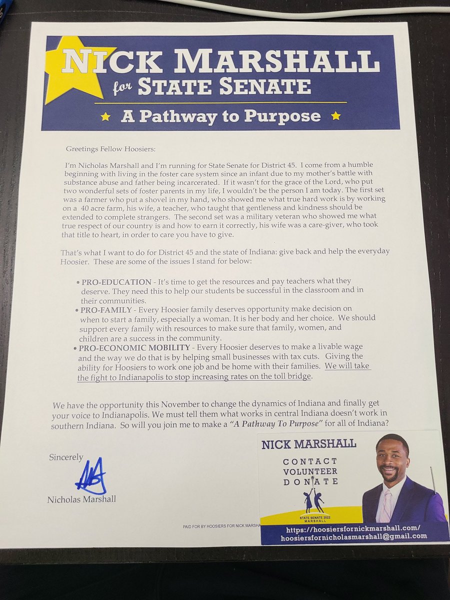 NickforIndiana's tweet photo. Saying thank you to my wonderful wife for helping me stuff envelops tonight with campaign letters to go out soon.  Be on the look out for a volunteer event. We need you      🌟💙💙🌟😉😉😉😉🌟💙💙🌟    #pathwaystopurpose https://t.co/6fW0qYWujb