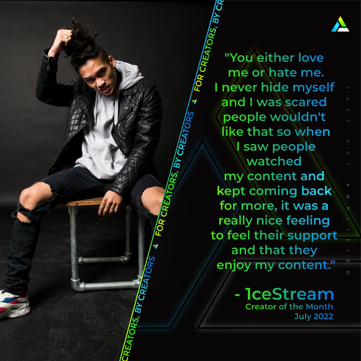 AmplifiedIM's tweet photo. Feat. @1ceStream ! π¦
He started his career as a content creator on July 2021. His current content revolves around @PlayApexMobile . He loves his fiancΓ© & enjoys making the most hilarious thumbnails for his content! ππ
#ampfor2 #2at2022 #AmplifyYourself #AmpliversaryFeature https://t.co/9rhPy6b8zZ