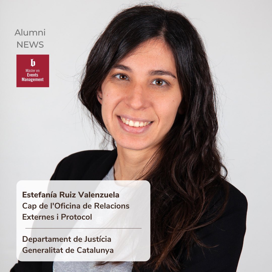 MasterEventsM's tweet image. El pas de l’@RuizEstefania pel màster ha estat estel.lar 💫 
@AlumniFCRI de la darrera promoció (2021 2022) ha estat nomenda cap de l’Oficina de Relacions Externes i Protocol de @justiciacat @govern 

Moltes felicitats i encerts!  
#Orgullblanquerna @BlanquernaFCRI @uramonllull