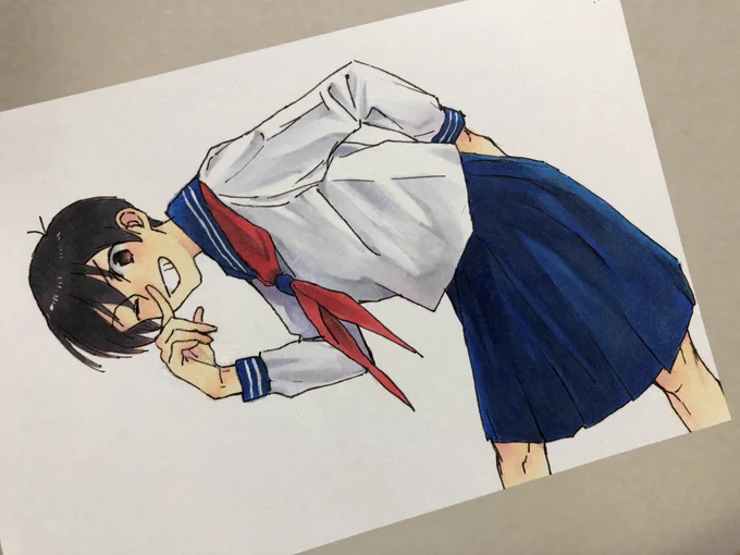 薄い紙なので裏うつりがひどい(そして周りが大惨事)…スキャンだと色が少し飛んじゃいますが(ほんとはもう少しピンクのせてた)、スキャンのが明るくて若干綺麗に見えるな(修正痕とかね…) 