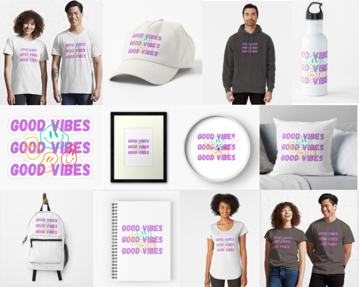 Good Vibes T-shirts, caps, stickers, backpacks, pillows, wall art, hoodie, clocks, mugs, and water bottles.

Buy Now only on Redbubble.
Link in bio.

#tshirts #redbubbleartist #tshirts #tshirtprinting 
 #redbubbleshop #tshirtshop