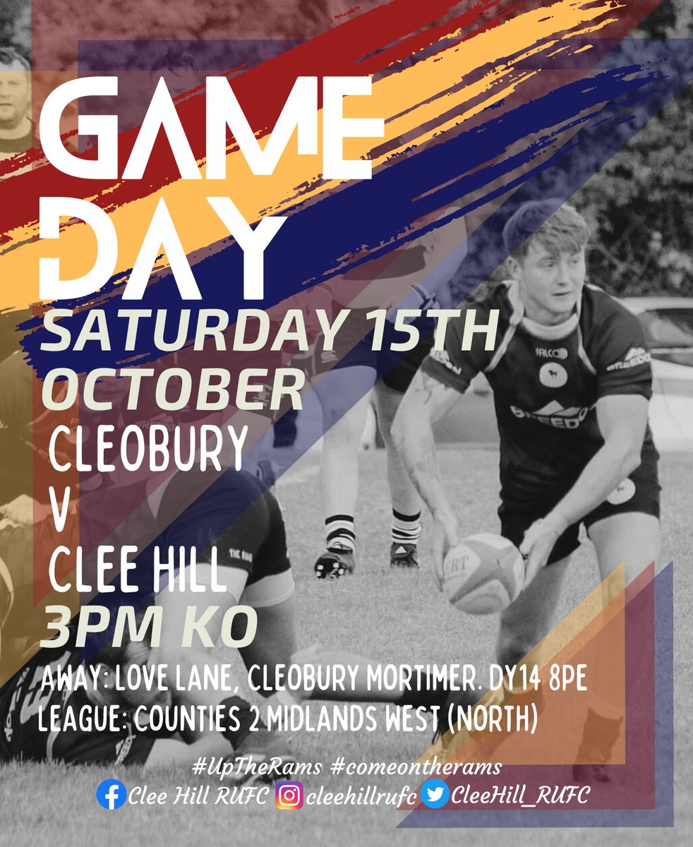 GAME DAY!

The first local derby day is here🏉

🐏The 1s are playing away against Cleobury, 3PM KO🐏

Head down the road to cheer the boys on, show them the support they deserve!!🏉

#comeontherams #UpTheRams