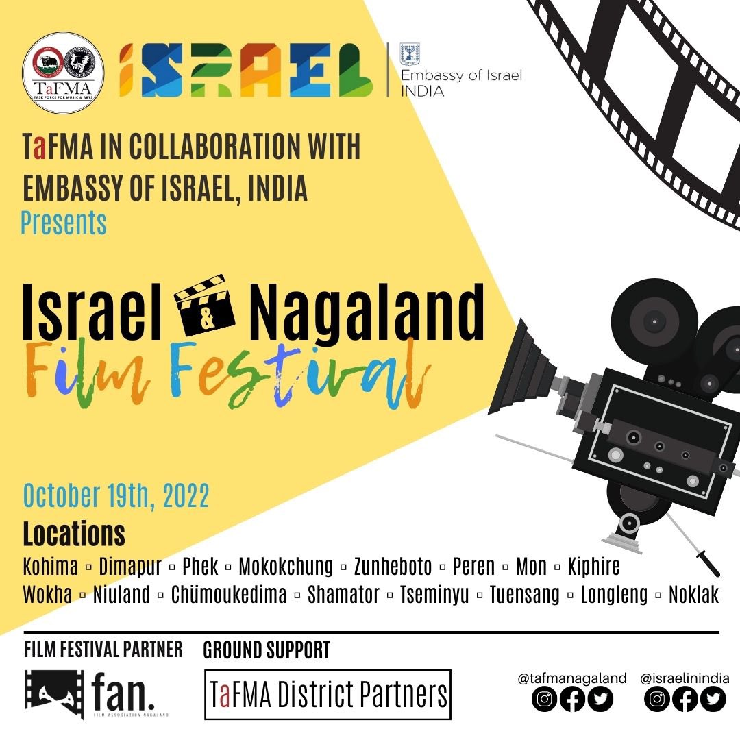 abumetha's tweet photo. Happy to announce that @TafmaNagaland in partnership with @IsraelinIndia is organising a Film Festival on 19th October across the 16 districts of Nagaland.

This is a wonderful partnership to celebrate the arts of both Israel and India and I wish the film fest the best. https://t.co/In9fW7rSX3