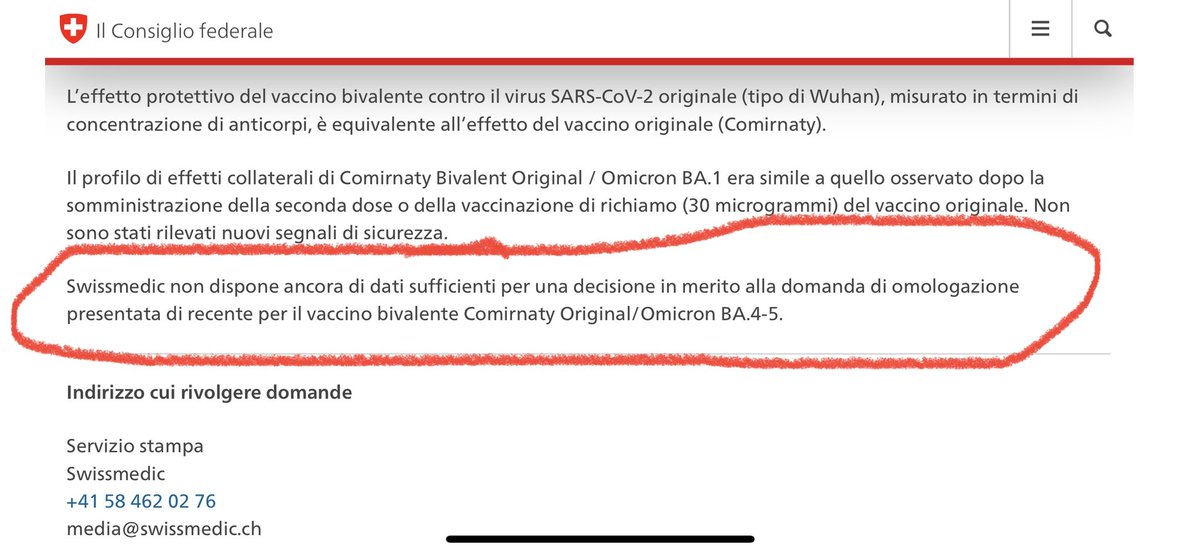 Il dettaglio lo leggete a fondo pagina del comunicato stampa 
tinyurl.com/5xv26huh
di #swissmedic