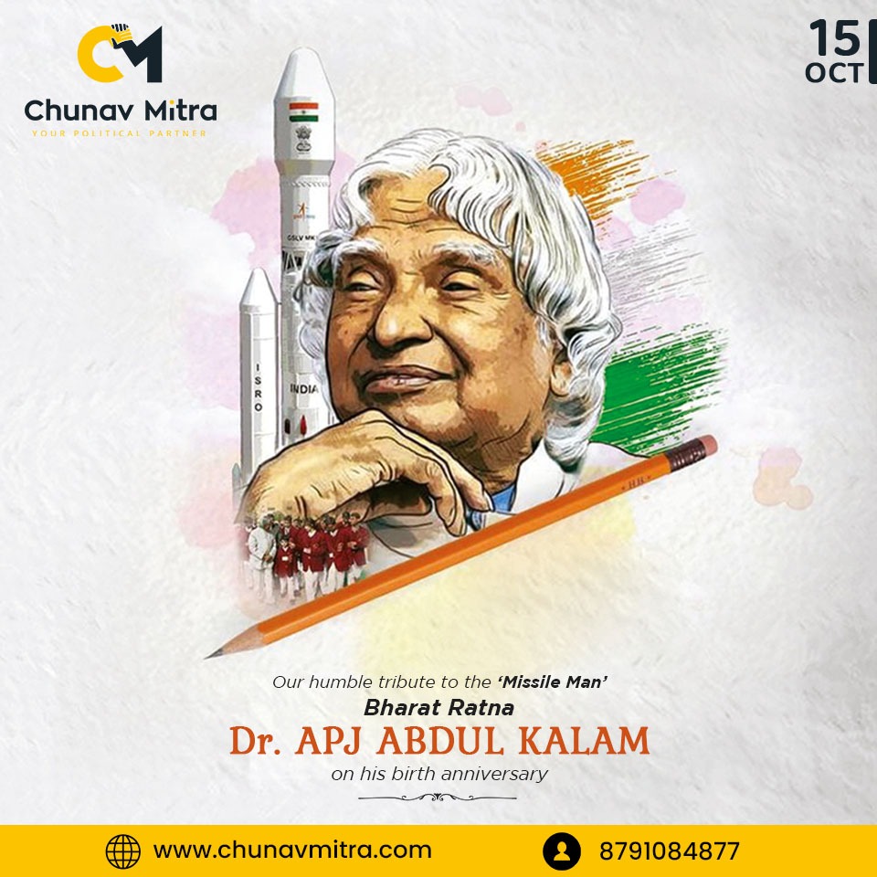 ChunavMitra's tweet photo. Our humble tribute to the 'Missile Man' Bharat Ratna Dr. APJ ABDUL KALAM on his birth anniversary. 
#abdulkalam #missileman #abdulkalamsir #AbdulKalam https://t.co/bpoFQ68I9A