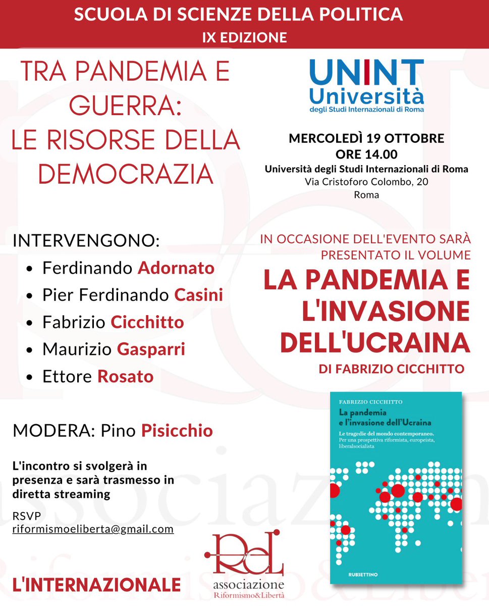 Mercoledì prossimo a Roma presento con tanti amici il mio libro sulla #pandemia e l’invasione dell’#Ucraina