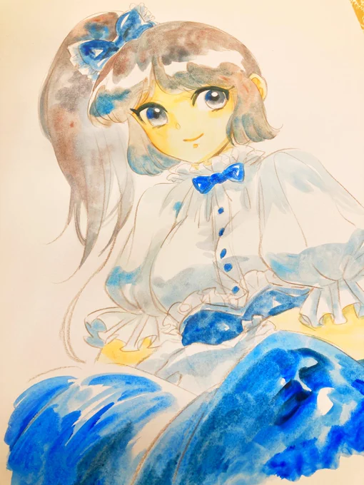 100均の水彩絵の具で女子20min 