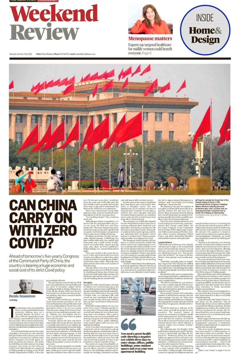 LiamPRyan91's tweet photo. Weekend @IrishTimes 
Includes @denisstaunton on what it's like to quarantine in Beijing, and @MalachyClerkin with the uplifting stories behind Ireland's #WorldCup2023 qualifying success 
#buyanewspaper #buyanePaper https://t.co/c7epkywJ25