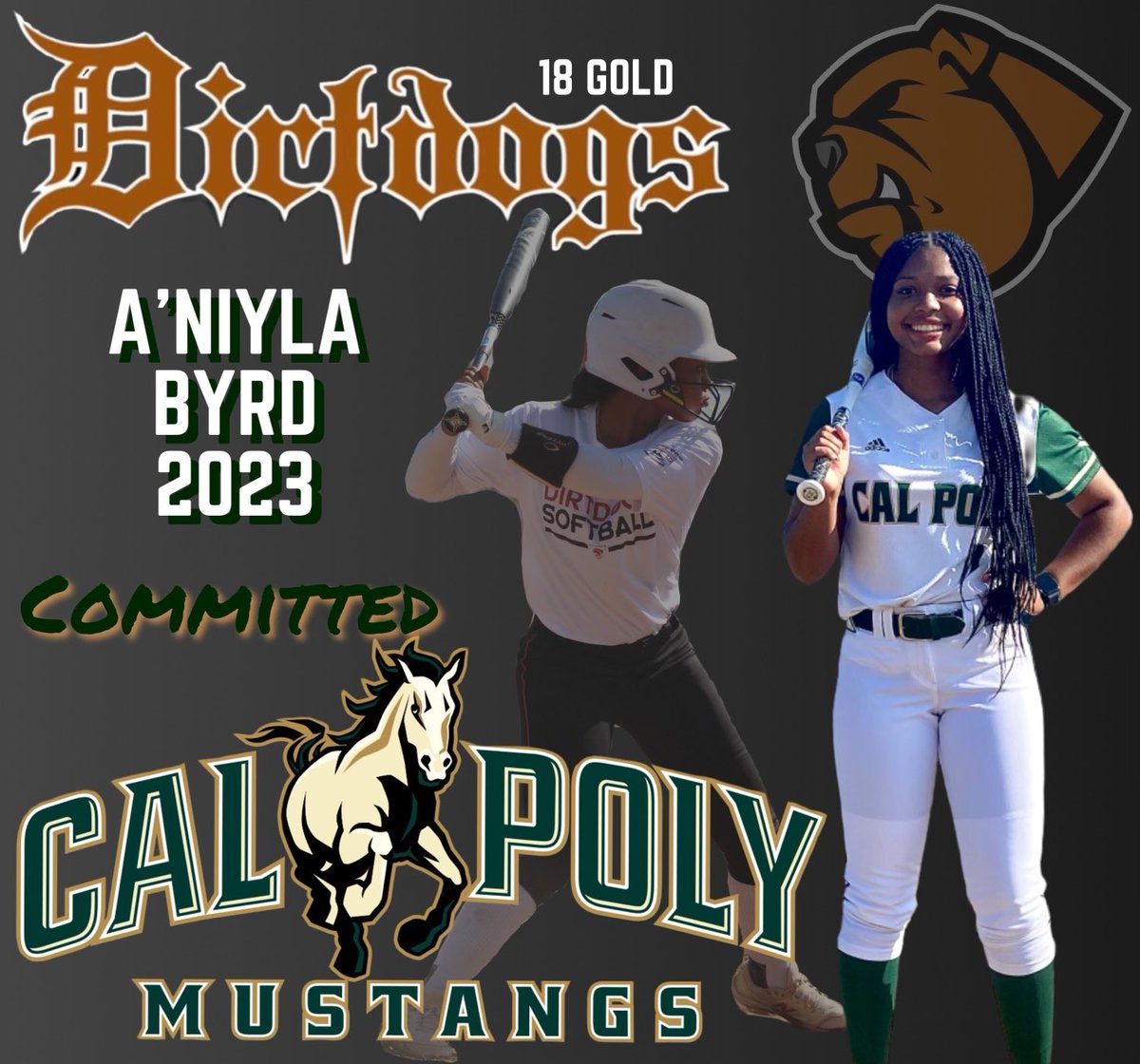 Supper exited to announce my commitment to further my education and softball career @calpolysoftball Thank you to all my coaches and family for the support along this journey.
 Go Stangs 🐎