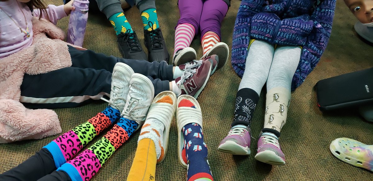 MrsLents's tweet photo. Take a look at our crazy socks!! This month is SOCKTOBER! Consider donating socks for those in need. #ilbsd13 #djroars https://t.co/XpZJmURgGL