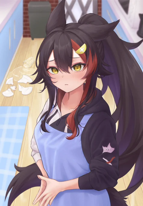 怪我さえしてなければ問題ないのに怒られちゃうと思ってるミオしゃの図#みおーん絵 