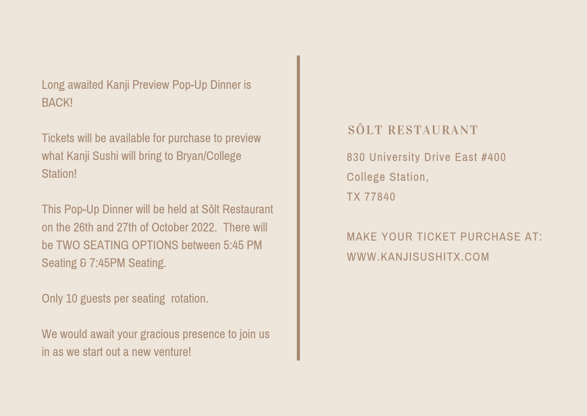 cheftai's tweet photo. POP-UP SUSHI BAR is BACK! 
My Restaurant, @Soltrestaurant will be hosting a limited seating tasting dinner to preview @KanjiSushiTx Menu!  If you love real Sushi and Japanese Cooking, check it out! 

#cheflife #cheftai https://t.co/bwuefVRO8j
