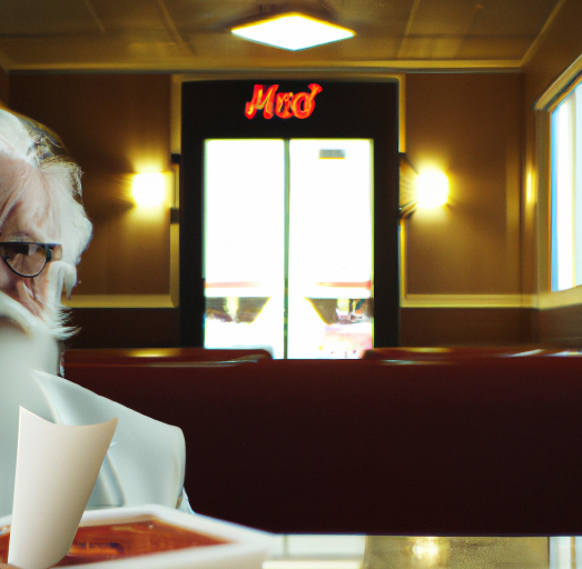 commoboy's tweet photo. @KFC It looks like The Colonel has been getting into the AI image game. New concept store? #DALLE2 #ColonelSanders https://t.co/NtH5coPYqO