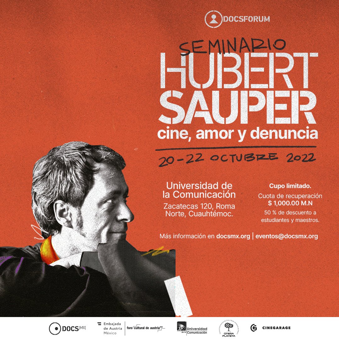 cinemaplaneta's tweet photo. Esta por dar inicio uno de los mejores seminarios que encontrarás este año: Hubert Sauper en México. Cine amor y denuncia. Últimos lugares descuento a estudiantes y maestros. @DocsMX @PauMontagud @Abejas_Doc https://t.co/5Ha7VI0ysq