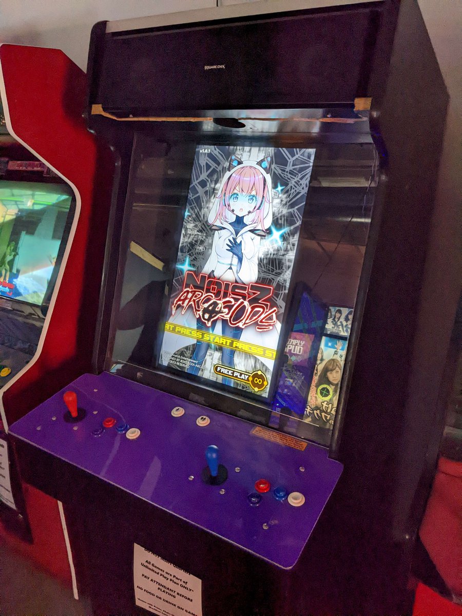 IDRhythmGroup's tweet photo. Freshly landed: #NOISZ ARC⌖CODA has arrived at Jeremy's Downtown Arcade in Nampa, ID!

Though the cabinet itself is a WIP, this and 3 other exA-Arcadia games (Touhou, Donpanpachi, Psyvariar) are now available for play today.

#NOISZ_AC #exaarcadia https://t.co/GoBaz7UbHV