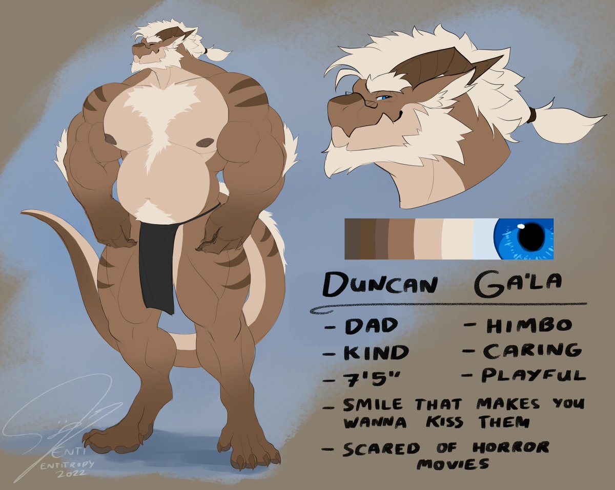 Entitropy's tweet image. Call him coffee cake bc he&apos;s a snack that&apos;ll leave you thirsty!

Meet my romantic but a scaredy cat himbo husbando dad, Duncan Ga&apos;la. Please give him some warm hugs and kisses! :3 

Based from coffee, Ga&apos;la is milk in greek and Duncan is related to donuts!

#Entitropy #DuncanGala