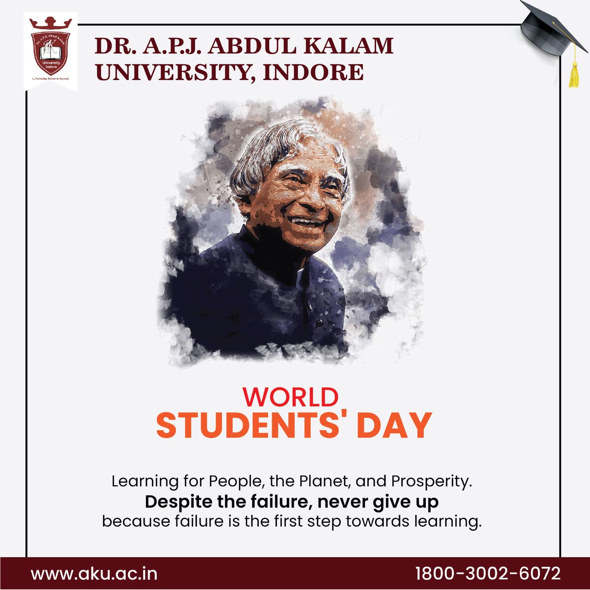 APJ_University's tweet photo. Celebrate 'World Students' Day' by committing to never letting the learner within you die on the birth anniversary of the late Dr. APJ Abdul Kalam.
Please visit https://t.co/4rLO7nSpjL
#apjuniversity #worldstudentsday #students #studentsuccess #missileman #DreamcomesTrue https://t.co/yDjsWrGjSV