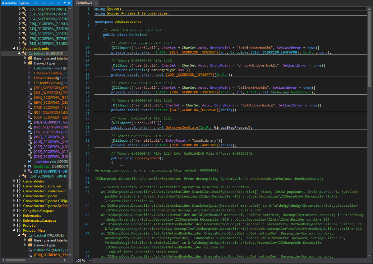 StopMalvertisin's tweet photo. #KLBanker
In this sample the Banker DLL is over 4MB instead of around 1MB.
Protection: invalid code to the methods so that decompilers cannot interpret them. Example AntiDecompiler Cleaner hosted on Github.
Didn't contact paste4btc or pastebin to fetch config info https://t.co/mI2Rfnw3t4