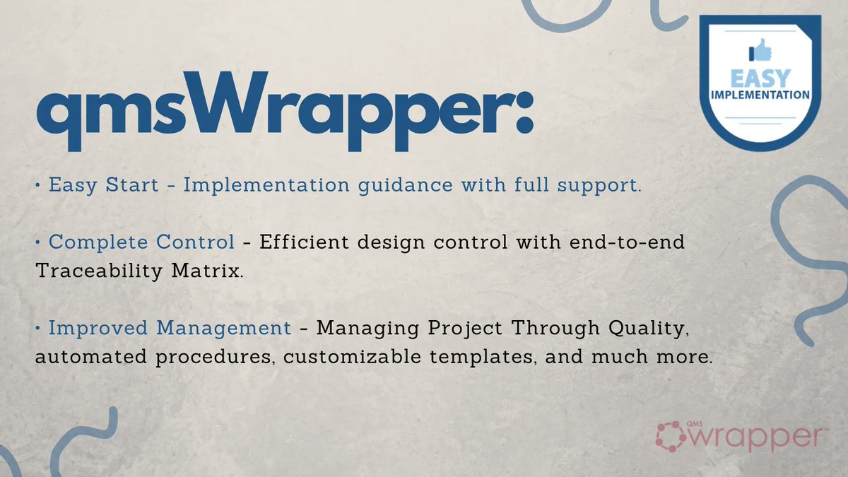 qmsWrapper's tweet photo. Start QMS implementation with confidence! Try qmsWrapper for #free and find out why it tops the list for ease of QMS implementation. https://t.co/XBAJdCoxlc #qms #qualitymanagementsystem #easyimplementation #software #iso13485 #iso9001 #FDA #compliant #quality #business #company https://t.co/1I7cPPu1VU
