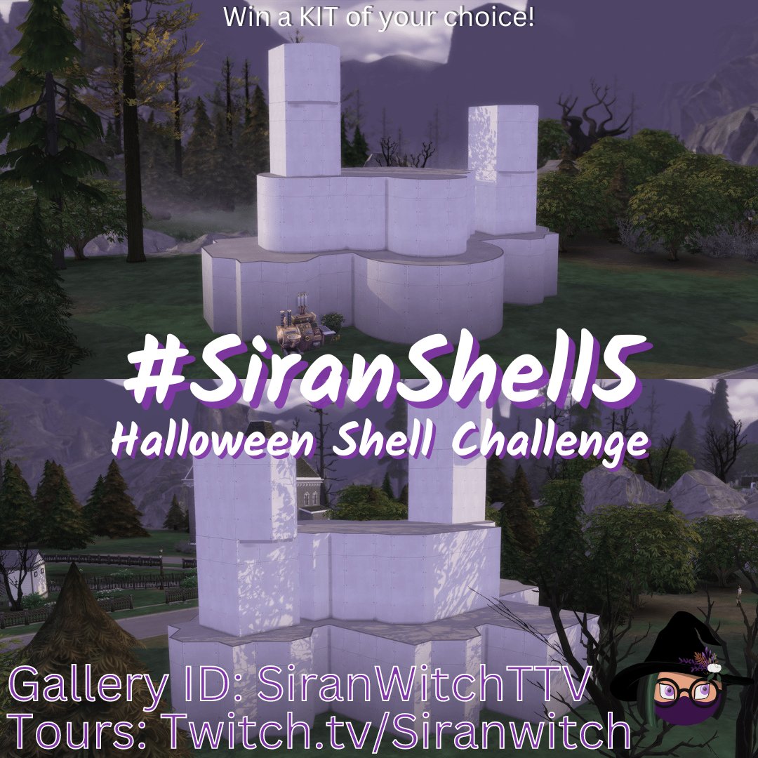 SiranWitch's tweet photo. We have a new shell challenge! HALLOWEEN THEMED, OF COURSE! Some required base game items approved by chat, all it needs is your imagination... ๐
๐Download on the gallery!
๐ID: SiranWitchTTV
๐Upload using #SiranShell5
๐Due: Nov 2nd.
๐Tours: Nov 3rd at 6 pm PDT #thesims4 https://t.co/aV37hwl9eF