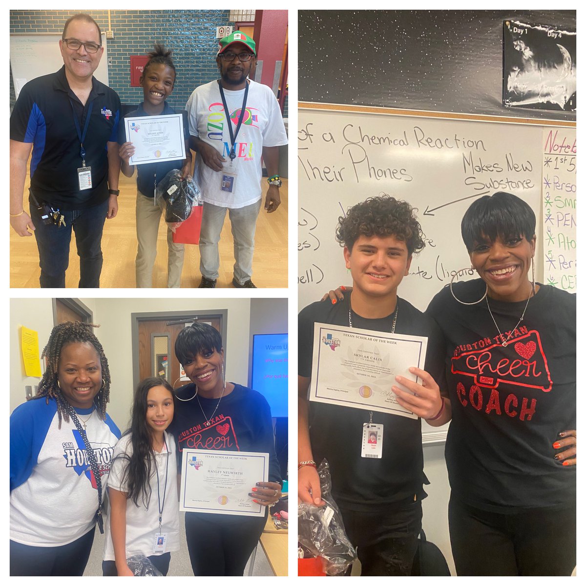 SamhoustonMS's tweet photo. Congratulations to our @SamhoustonMS 6th, 7th, &amp; 8th Grade Texan Scholars of the Week! We are extremely proud of you! Keep up the great work! #ThePowerOfUs #TexanPride #samside https://t.co/X3TlzC7mFq