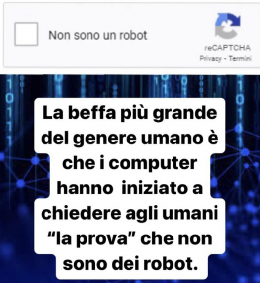 viaggrego's tweet photo. La #Beffa piu' Grande del #Genere #Umano? Un #Computer che ti #chiede la #Prova di #non esser un #Robot! :)
https://t.co/7jX4hhxYAW https://t.co/imQydwbaYG