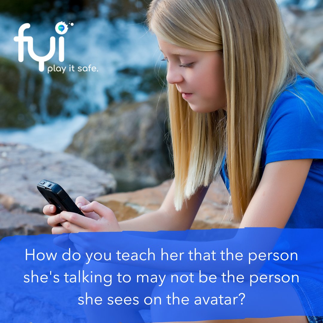 Ask your child:
👉🏽 Do you know who you're talking to?⁠
👉🏽 Do you know who you're sharing photos with?⁠
👉🏽 Have you met the person you're sharing our home address with?⁠

#fyiplayitsafe #cybersafety #digitalparenting