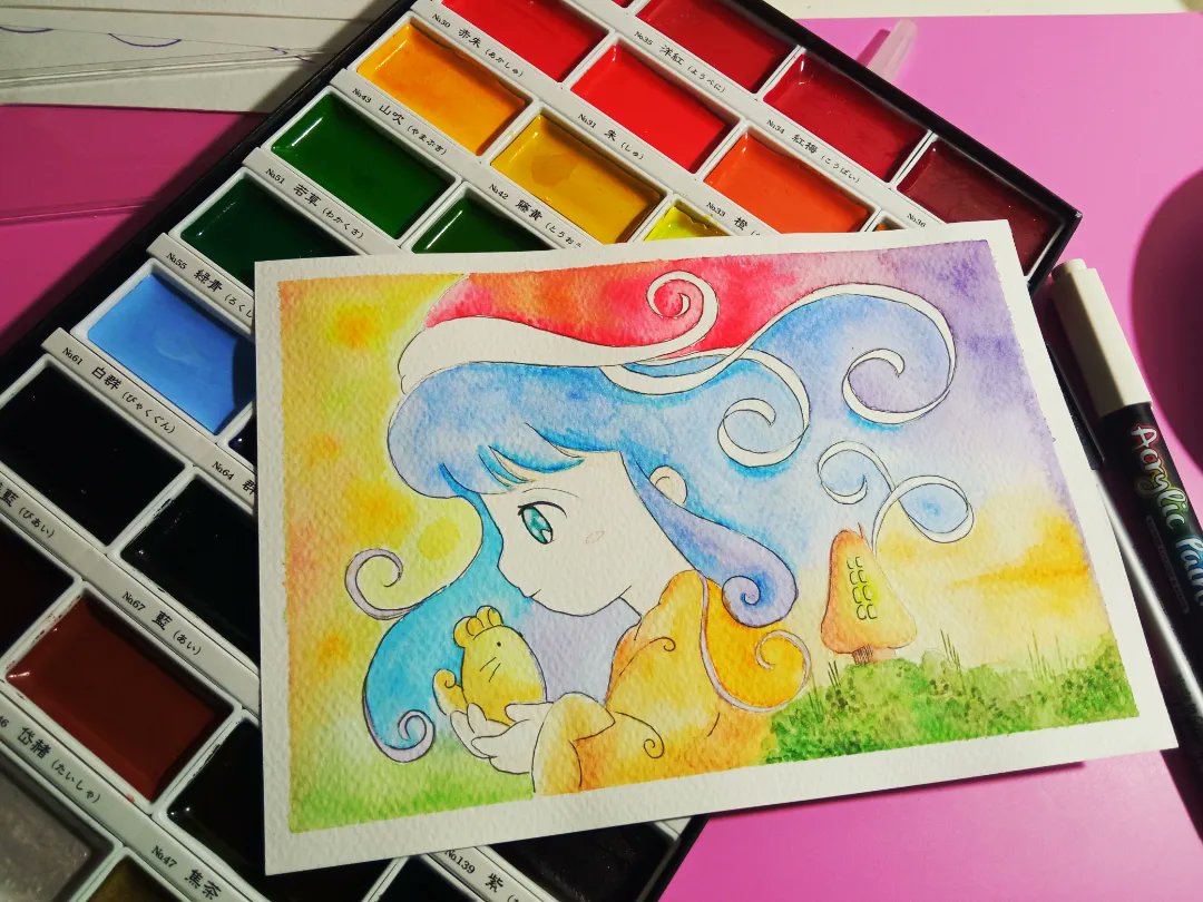 AhmedSultanF's tweet photo. Memoru #illustration #FANART #animevintage #memoru #dolcememole #titila #watercolor #chilhoodmemories #tongariboshinomemoru https://t.co/yY9GotfIfe