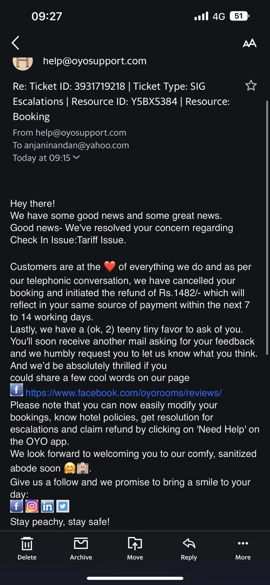 tweetrishie's tweet photo. DO NOT TRUST @oyorooms @riteshagar travelled &amp; chose @oyorooms to stay but check-in denied and also couldn’t be shifted to other property. Spent money &amp; Time and received attached good news &amp; discomfort. Now roaming around, looking for a property to stay😡 https://t.co/MAEjVSgkGY