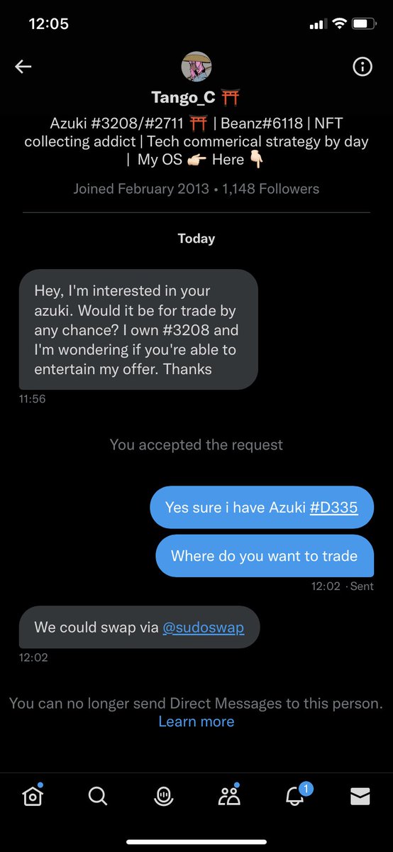 CryptoAJ_eth's tweet photo. Yeah you can trade with #D335 NUTS!
Be careful of @Tango_CNFTs 🚨 https://t.co/6o5GlOpuP7