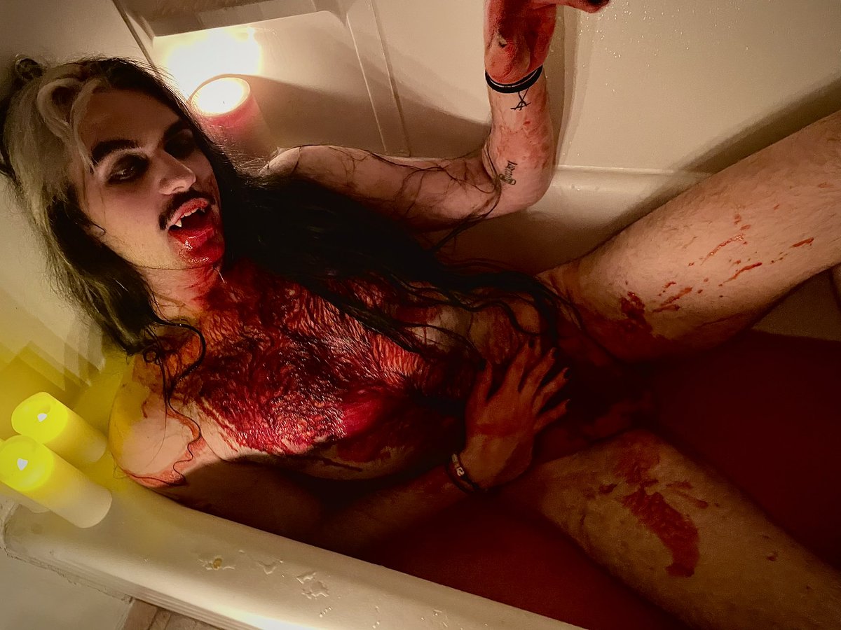 backofhearse's tweet photo. More xxx from this shoot up on the OF with more to come! 😉😈🩸 #cocktober #gothgay #gay #of #gayof #queerhorror https://t.co/c3z2H2KKOv