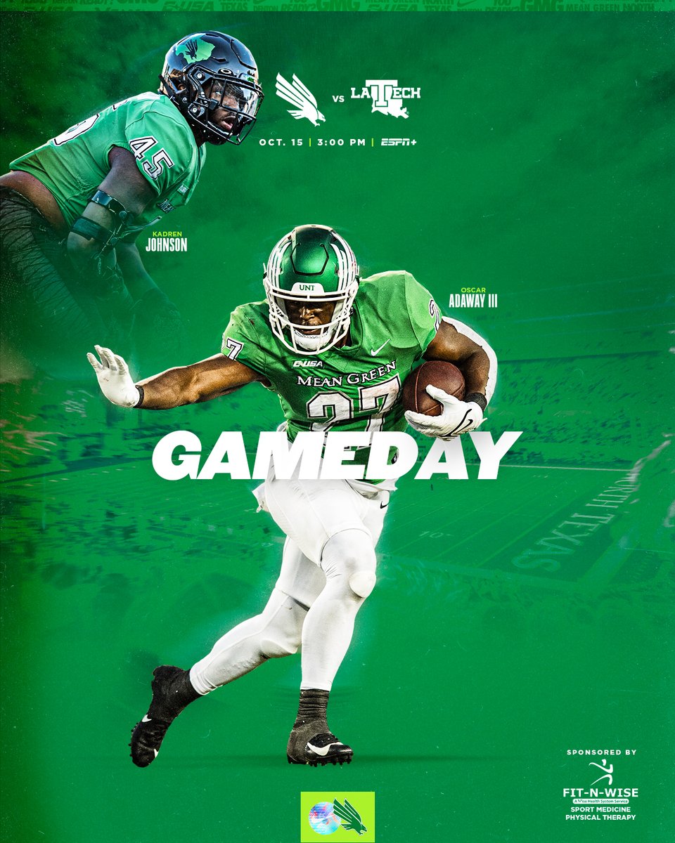 MeanGreenFB's tweet image. ＧＡＭＥ ＤＡＹ

🆚 La. Tech
📍 Denton, Texas
🏟️ Apogee Stadium
🕝 3 p.m. CT
🎟️ northtex.as/LaTechTickets
📊 northtex.as/LaTechStats
📺 ᴇꜱᴘɴ+: northtex.as/LaTechWatch
📻 ᴠᴀʀꜱɪᴛʏ ɴᴇᴛᴡᴏʀᴋ: northtex.as/VarsityNetwork
💻 northtex.as/LaTechGameday

#GMG | @KadrenJ x @1OA3_