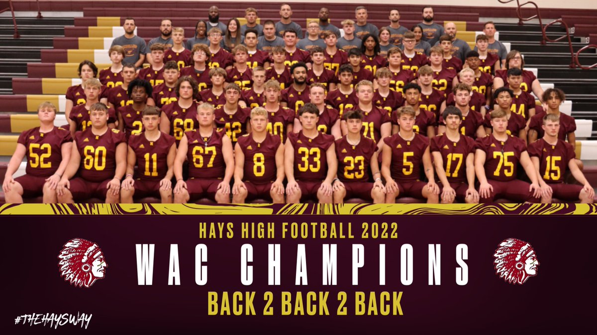 Congrats to the Hays High Indian football team!  The 2022 WAC Champs - 3 years in a row!