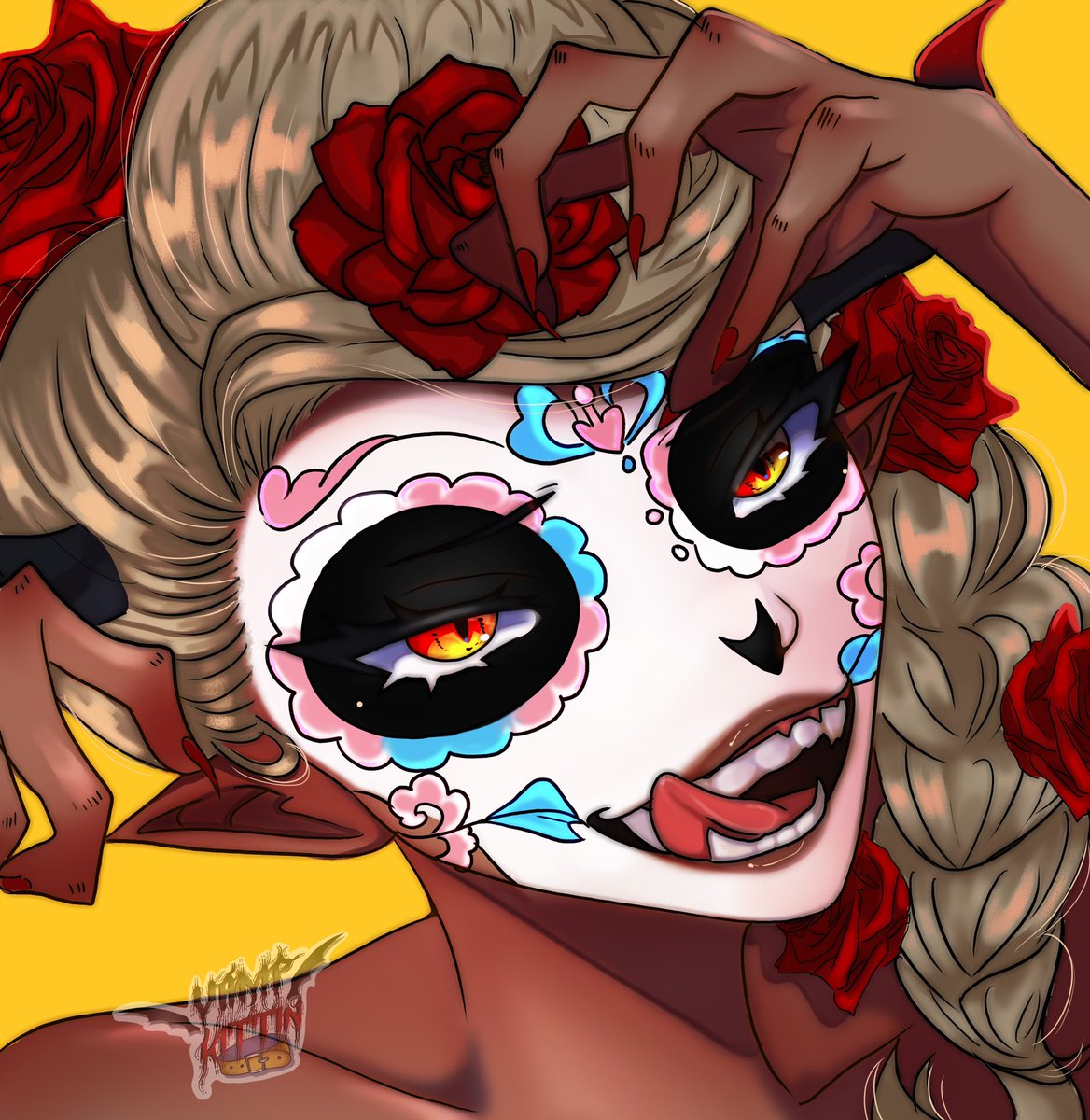 LadyZuinaAlter's tweet photo. You look so good tonight mi amor~
Makes me want to take a bite out of you 🖤
Some lovely Día de los Muertos art made by the wonderful @/vampkittin
#Zuinart #ENVtuber #Vtuber https://t.co/ZjAu7eXoXt
