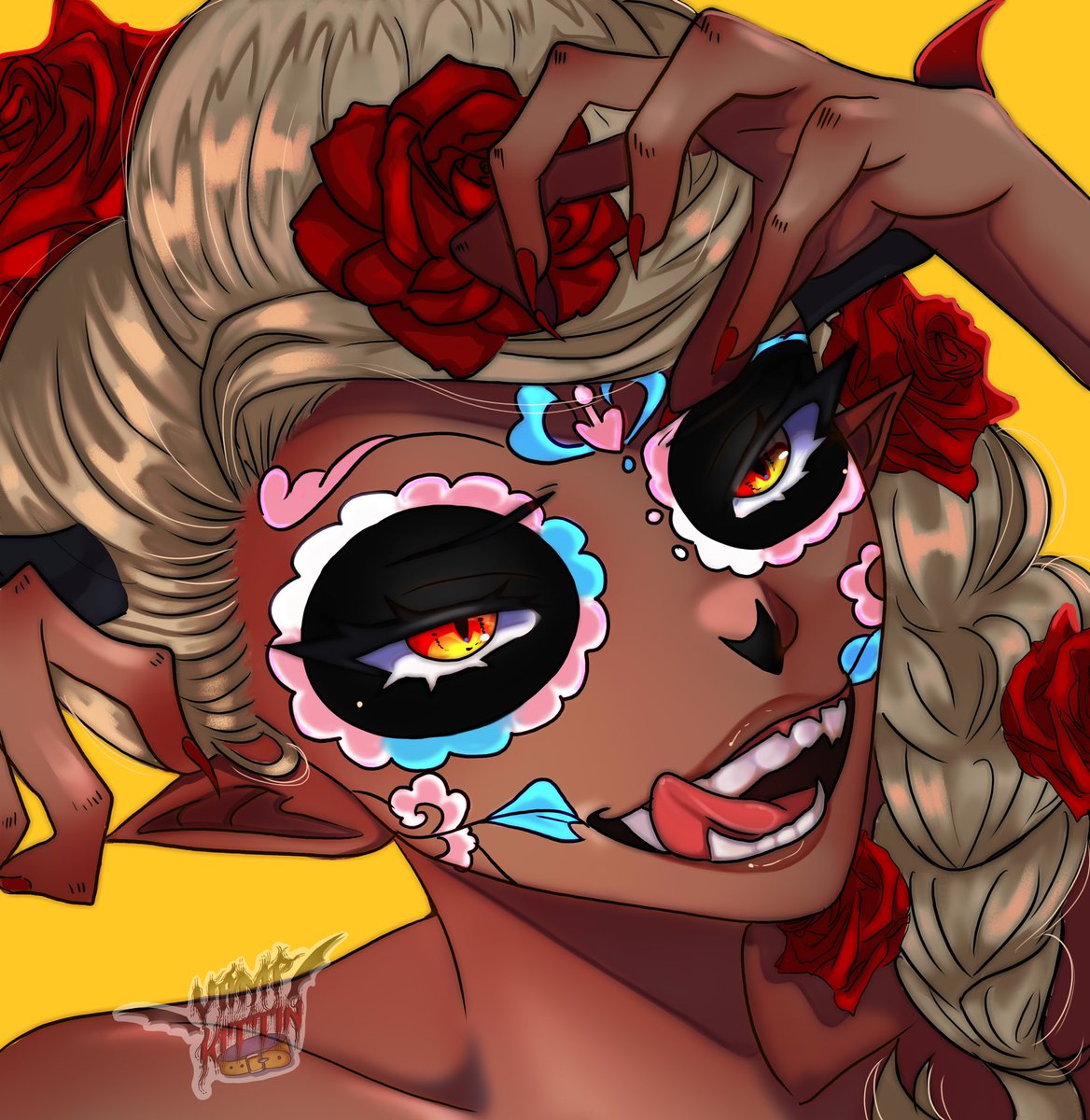 LadyZuinaAlter's tweet photo. You look so good tonight mi amor~
Makes me want to take a bite out of you 🖤
Some lovely Día de los Muertos art made by the wonderful @/vampkittin
#Zuinart #ENVtuber #Vtuber https://t.co/ZjAu7eXoXt