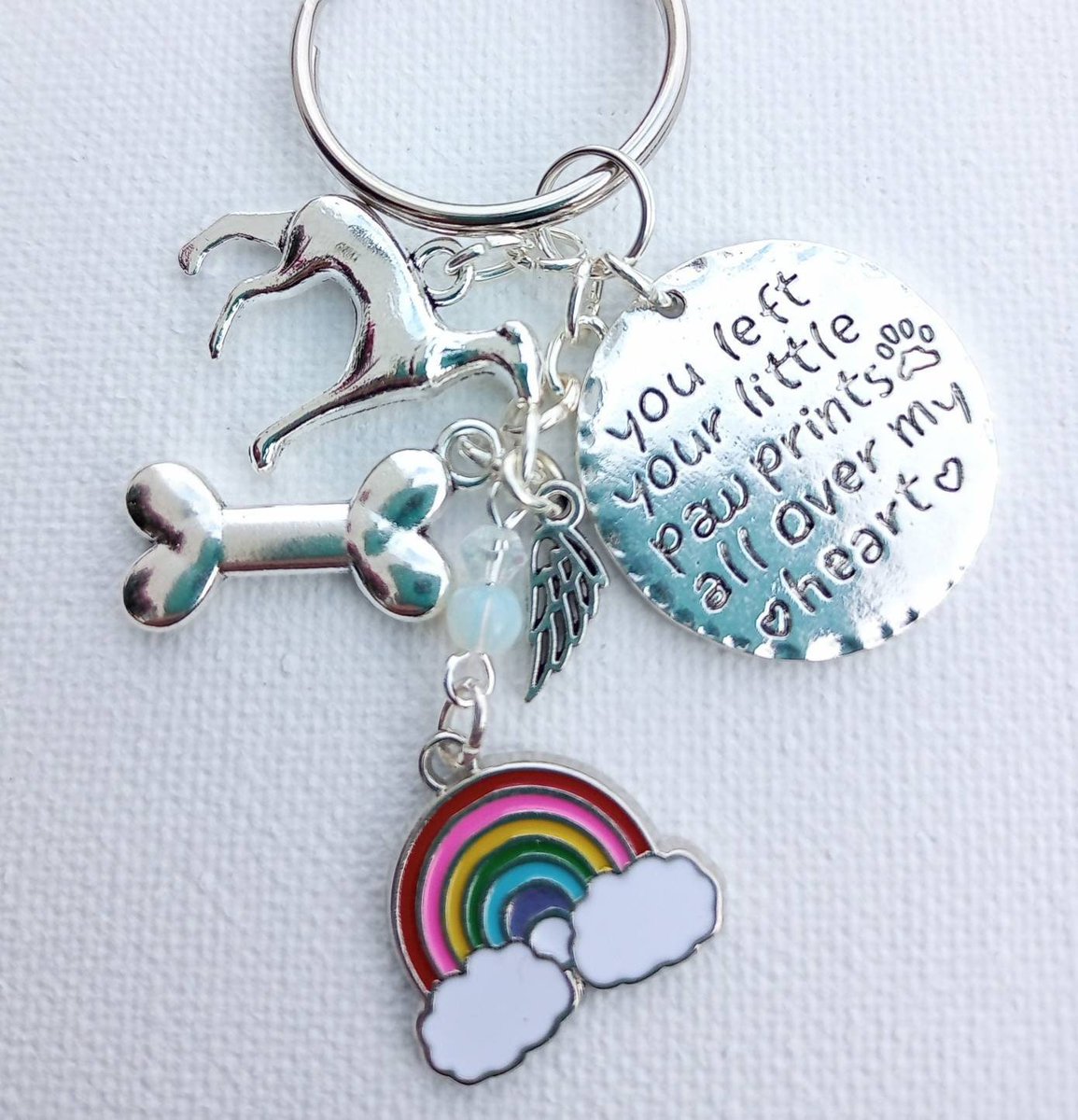 ShorelineStudi3's tweet photo. Pet loss/memorial handmade keychain/bag charm for dog lovers. With verse on stainless steel tag and rainbow bridge charm. Thoughtful gift. #etsy #mhhsbd  #griefmourning #rainbow #memorygift #petlossgift #rainbowbridge #pets
#CraftBizParty #UKGiftHour
 https://t.co/mg18Z1Ui8y https://t.co/swnJsnGwzc